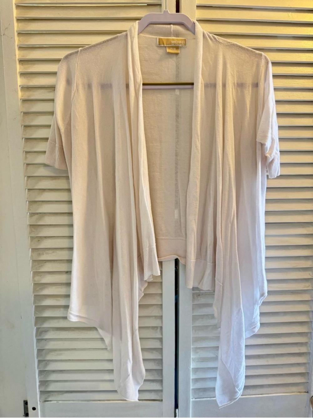 MICHAEL Michael Kors Sheer Open Front Cardigan - Ivory